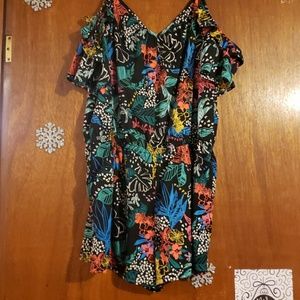 Floral Romper, Shoulderless